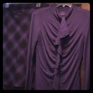 Black & Purple skirt with matching shirt.